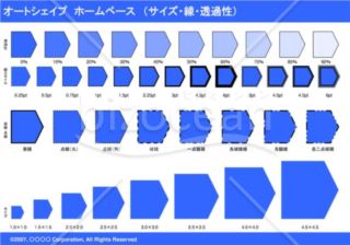 オートシェイプ　ホームベース　（サイズ・線・透過性）　（ブルー）