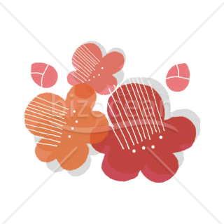 【2026年】「イラスト」暖色と白い線で描いたモダンな手描き風の梅の花