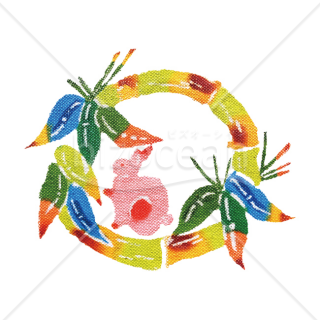 「イラスト」ウサギと竹