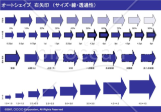 オートシェイプ　右矢印　（サイズ・線・透過性）（ネイビー）