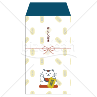 まねきねこの青いお年玉袋