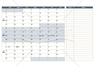 21年6月 7月 8月 カレンダー02 エクセル 無料 Bizocean ビズオーシャン