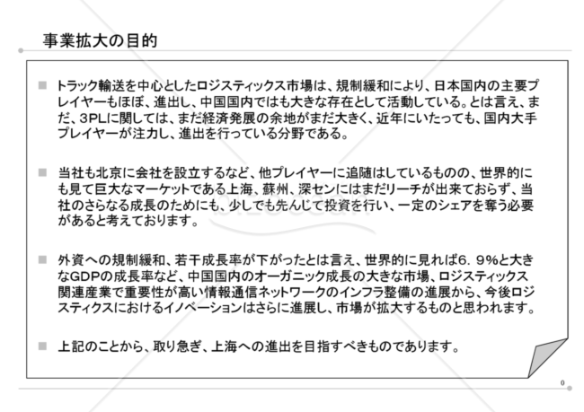 実際に使われた事業計画書の一例