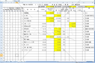 買掛金の一覧表作成