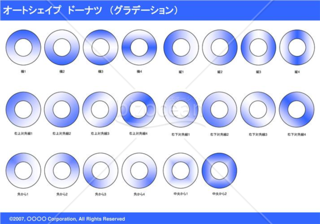 オートシェイプ　ドーナツ　（グラデーション）（ブルー）