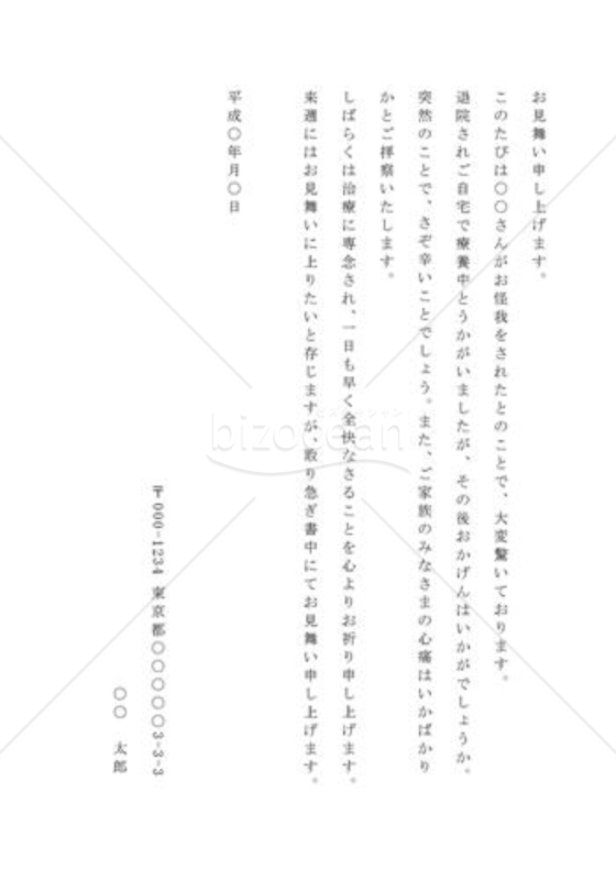 怪我の見舞の手紙02（一般）