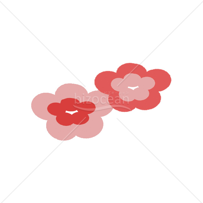 【2026年】「イラスト」赤とピンクの濃淡で描いた手描き風の梅の花