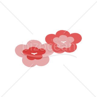 【2026年】「イラスト」赤とピンクの濃淡で描いた手描き風の梅の花