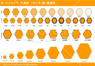 オートシェイプ　六角形　（サイズ・線・透過性）（オレンジ）
