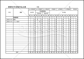 郵便切手金種別払出表　002