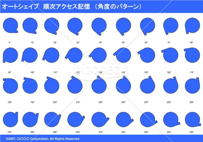 オートシェイプ　順次アクセス記憶　（パターン角度）（ブルー）