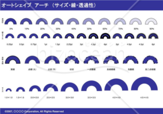 オートシェイプ　アーチ　（サイズ・線・透過性）（ネイビー）