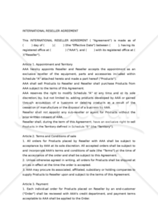 【和・英対訳】国際再販売業者契約書(2a103)／INTERNATIONAL RESELLER AGREEMENT