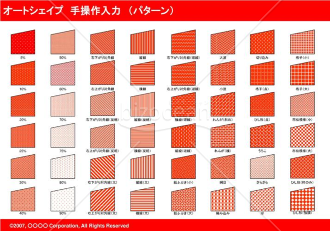 オートシェイプ　手操作入力　（パターン）　（レッド）