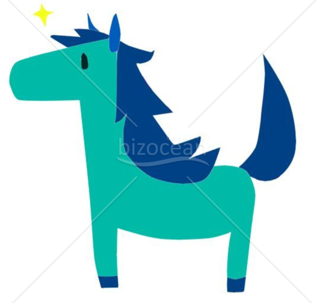 14年 年賀状用午イラスト 青色の馬 Bizocean ビズオーシャン