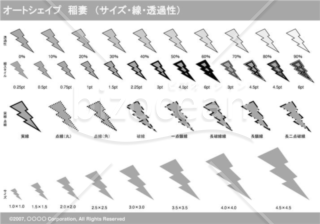 オートシェイプ　稲妻　（サイズ・線・透過性）（グレイ）