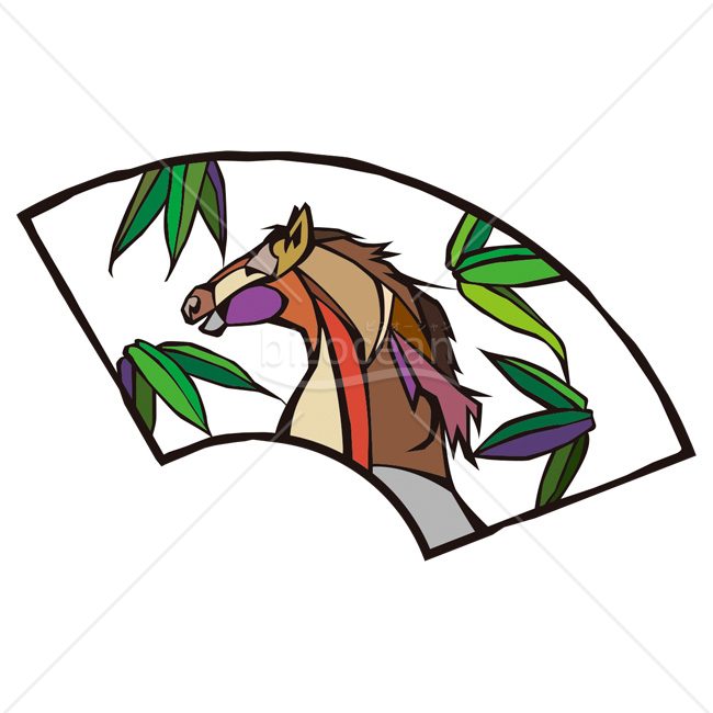 【2026年】「イラスト」モダンアート風の扇に描かれた馬と竹