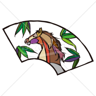 【2026年】「イラスト」モダンアート風の扇に描かれた馬と竹