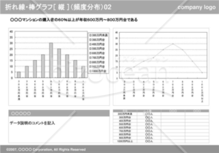 折れ線・棒グラフ［縦］（頻度分布）02（Gray）