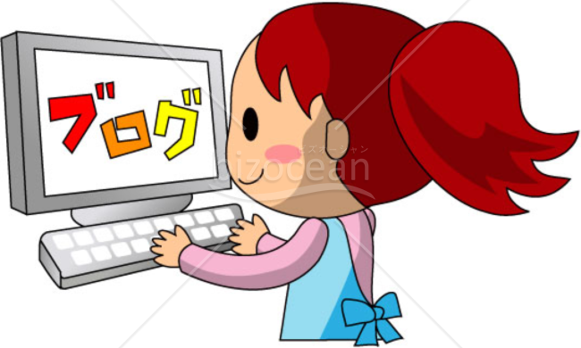 ブログを書く女性～ホームページ用画像素材