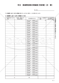 　　年分　医療費控除の明細書（次葉）