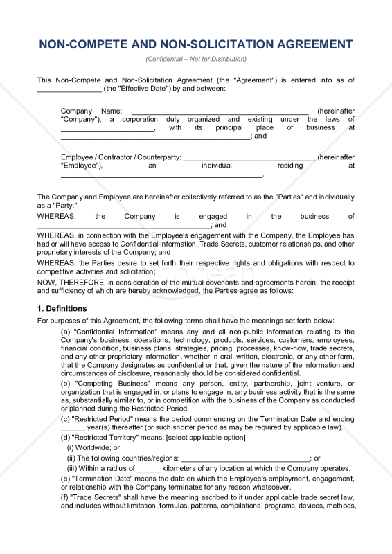 Non-Compete_NonSolicitation_Agreement（競業避止・引き抜き禁止契約書）