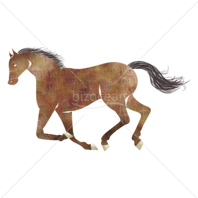 【2026年】「イラスト」ざらついた質感で描かれた茶色の駆ける馬