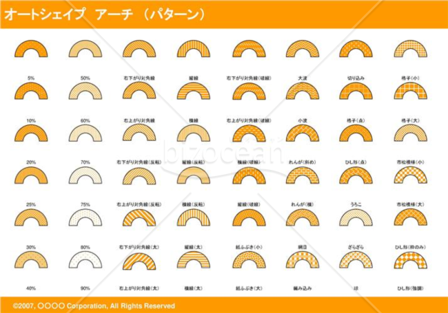 オートシェイプ　アーチ　（パターン）（オレンジ）