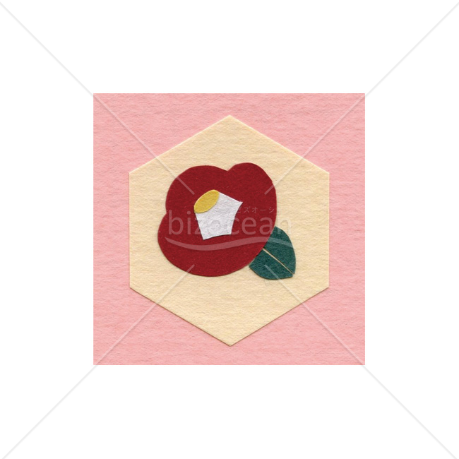 【2026年】「イラスト」フェルト細工のような椿の吉祥紋