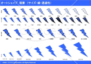 オートシェイプ　稲妻　（サイズ・線・透過性）（ブルー）