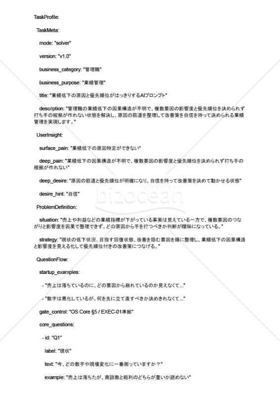 業績低下の原因と優先順位がはっきりするAIプロンプト