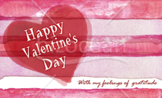 ピンクのボーダーのバレンタインメッセージカード