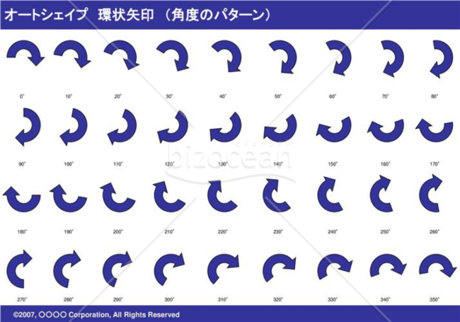 オートシェイプ　環状矢印　（パターン角度）　（ネイビー）