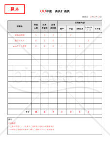 要員計画表・縦・Excel【見本付き】