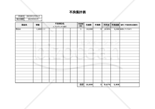 不良集計表（不良品の発生数や状態を集計・管理するための書式）