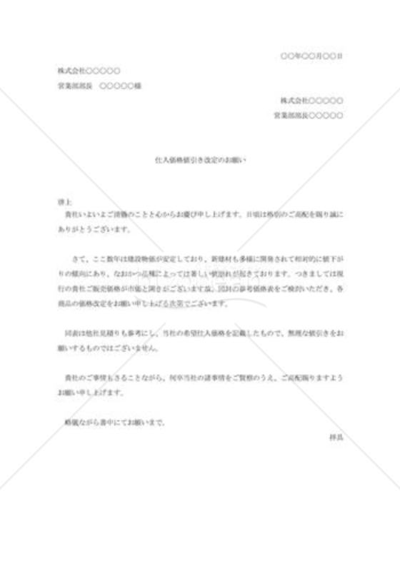 仕入れ価格値引き改定の交渉