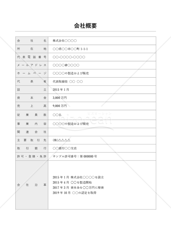 会社概要（表形式版）・縦・Word