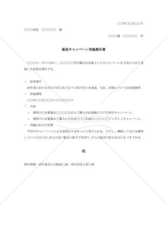 販売キャンペーン報告書