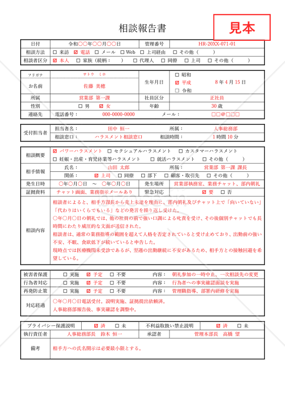 相談報告書・Word【見本付き】