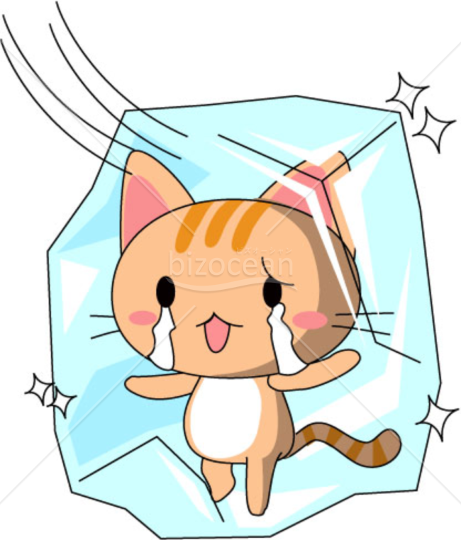 寒さに凍りつく猫のイラスト～画像素材