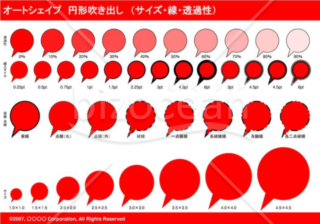 オートシェイプ　円形吹き出し　（サイズ・線・透過性）(レッド)