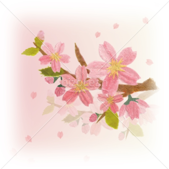 切り絵のような温かみのある桜のイラスト