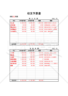 収支予算書・縦・Word【見本付き】