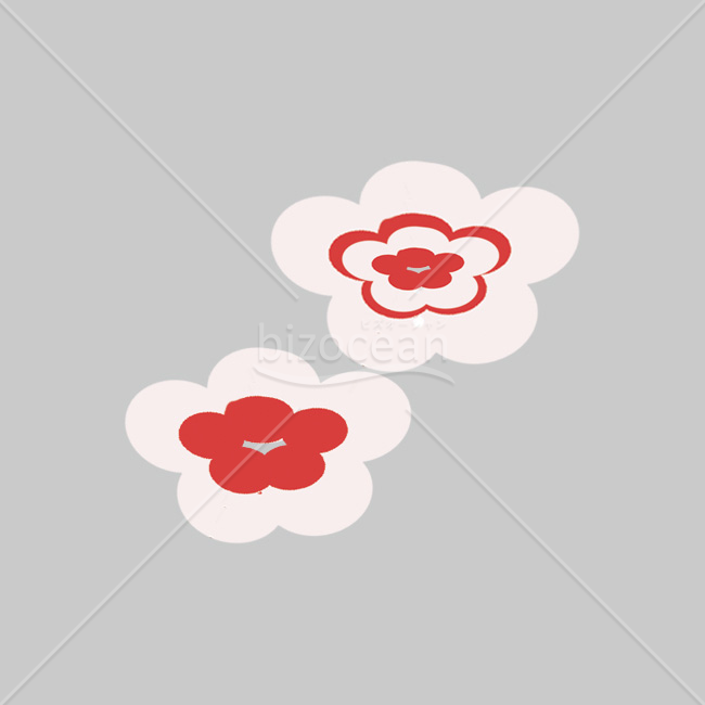 【2026年】「イラスト」スタンプ風のかわいらしい赤とピンクの梅二輪