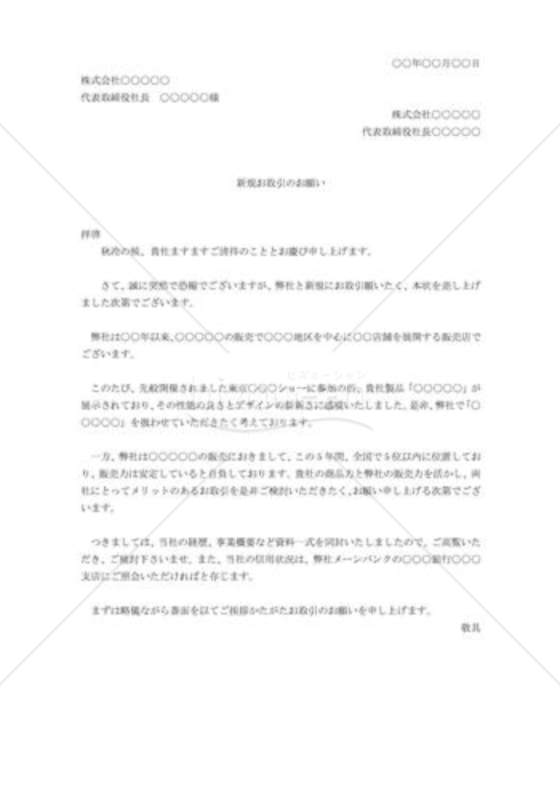 新規取引の申込み