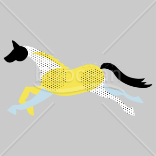 【2026年】「イラスト」ドット柄とポップな配色で描かれた駆ける馬