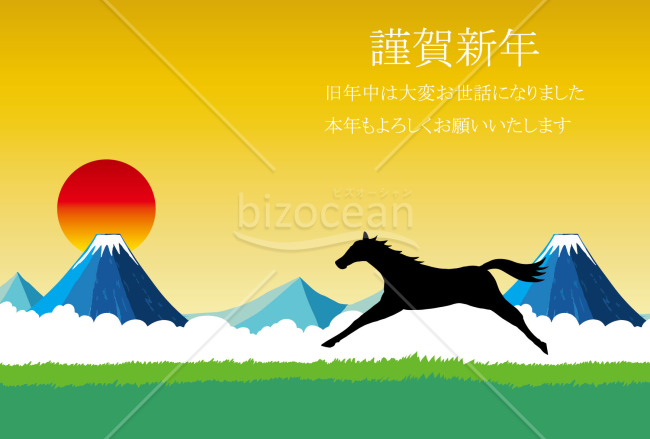 走る馬　背景金色