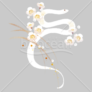 【2025年】「イラスト」梅の花と巳