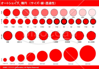 オートシェイプ　楕円　（サイズ・線・透過性）（レッド）