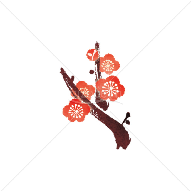 「イラスト」梅の木々